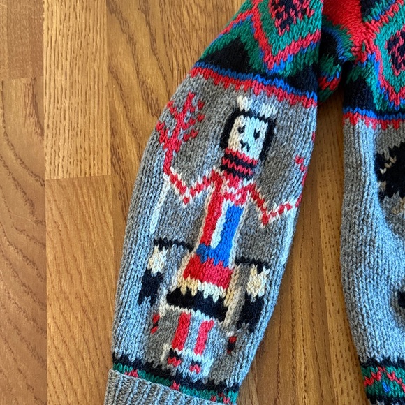 Vintage Native American Themed Shetland Wool Cardigan - Picture 2 of 7